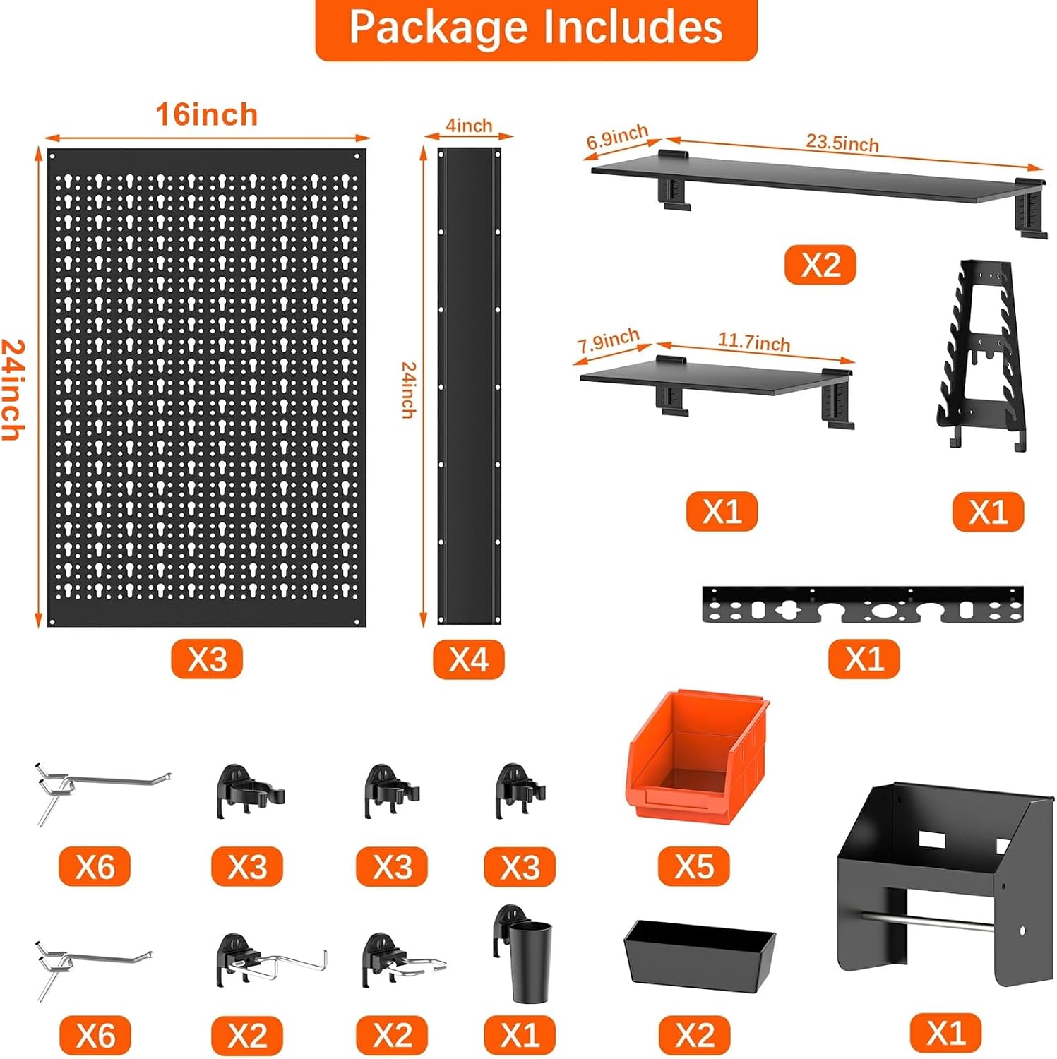 Metal Pegboard Wall Organizer  - огляд і ціна Workshop Tools Board