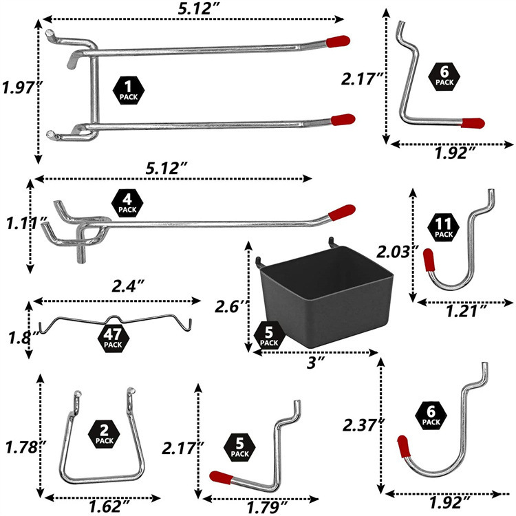 114 Pcs Pegboard Hooks Set Met - огляд і ціна Workshop Tools Board